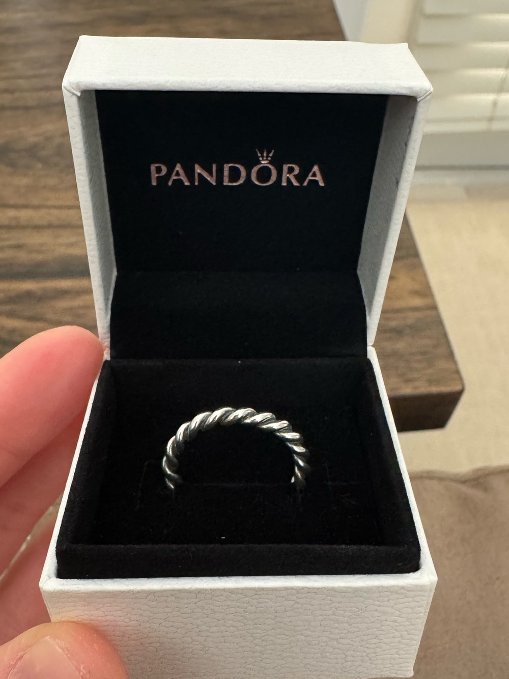 Pandora Sterling Silver Twist Rope Stackable Ring Size 56 US 7.5